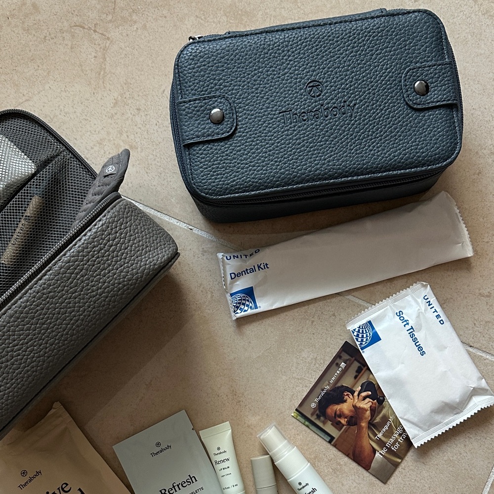 GREY Therabody x United Airlines Business Class Amenity Travel Kit Bag